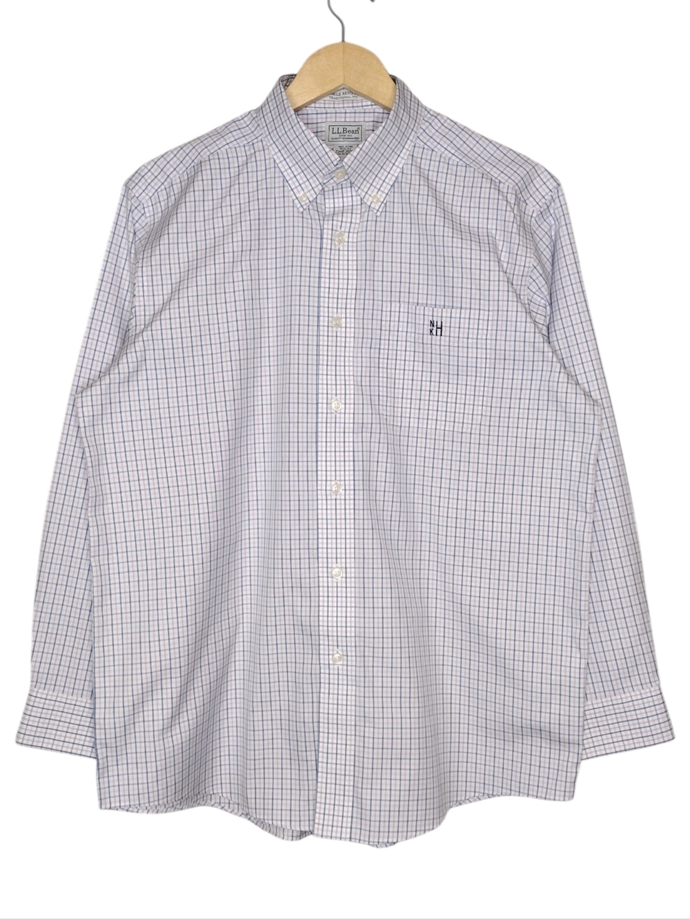 L.L. Bean Wrinkle Resistant Fit Men’s Button-Down Plaid Dress Shirt Sz M